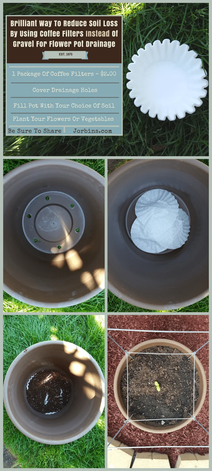 Brilliant Way To Reduce Soil Loss By Using Coffee Filters Instead Of Gravel For Flower Pot Drainage