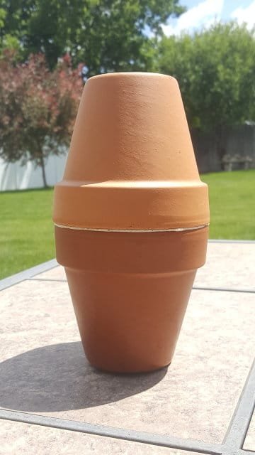 Homemade olla from two terracotta flower pots.