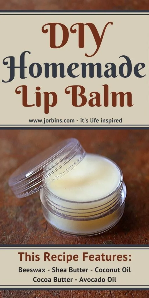 This DIY homemade lip balm recipe is so soothing and nourishing on dry chapped lips. You will be amazed by how good it makes your lips feel. Ingredients include beeswax, shea butter, cocoa butter, coconut oil, and avocado oil.